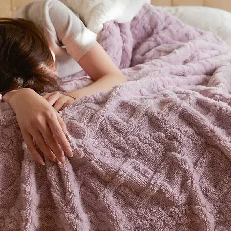 Cobertor grosso de lã de cordeiro para o inverno